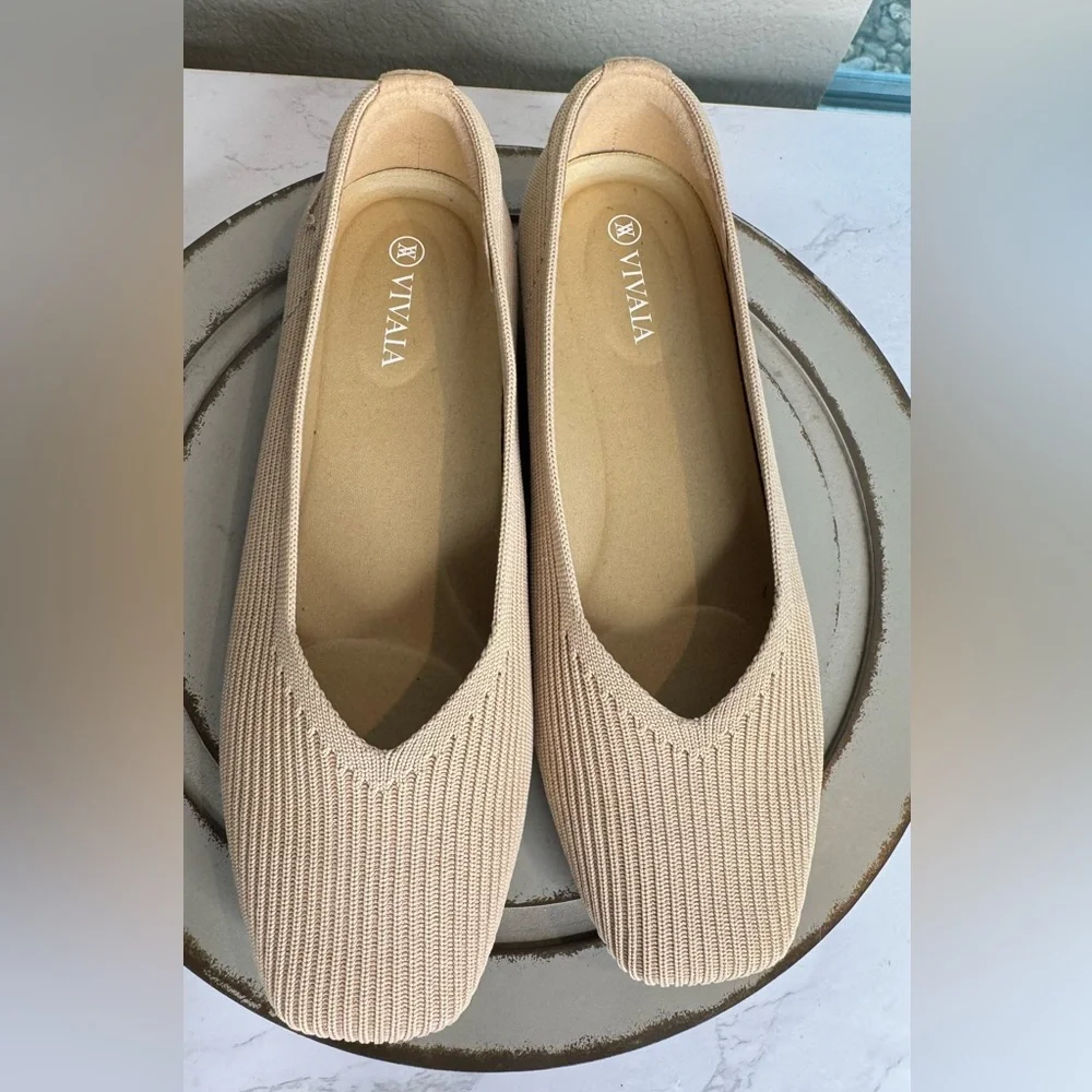 VIVAIA Margot 2.0 Women’s EU 37 US 6.5‎ Cream Knit Ballet Flat Eco Fabric - Picture 5 of 7
